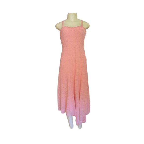 Rebecca Taylor Pink Swiss Dot Sleeveless Maxi Dress Size 2 - Picture 1 of 10